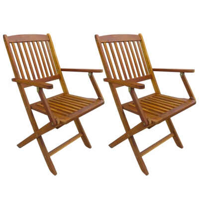 

Folding Garden Chairs 2 pcs Solid Eucalyptus Wood