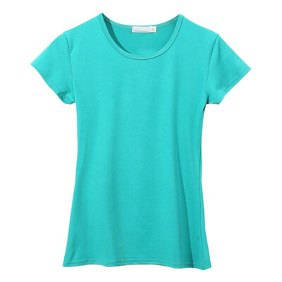 

Womens O neck Short Sleeve T-Shirt Female Solid Color Summer Casual Shirt Slim T-Shirt For Lady