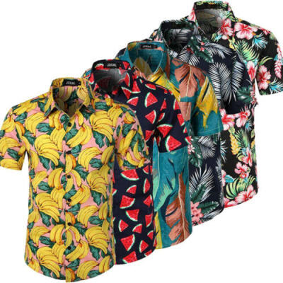 

NEW Men Hawaiian Summer Floral Printed Beach Short Sleeve Camp Shirt Tops Blouse