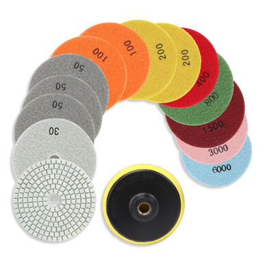 

15pcs Diamond Polishing Pads Wet Grinding Discs for Granite Marble Concrete Stone