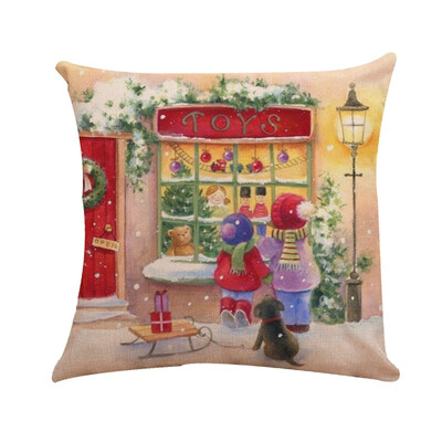 

Tailored Xmas Cotton Pillow Case Linen Cushion Cover Merry Christmas Home Decoration
