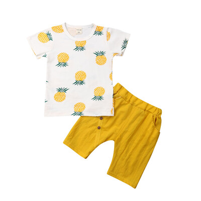 

Cute Infant Toddler Baby Boy Summer T-shirtShorts Outfits Pineapple Clothes