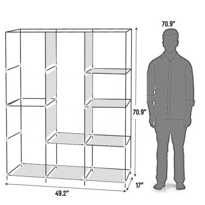 

Portable 71" Closet Wardrobe Clothes Rack Shelves Storage Organizer with Shelf Gray