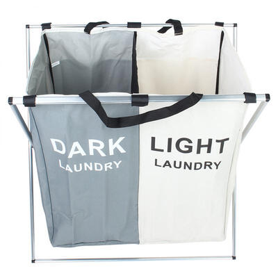 

Greensen Two Compartment Laundry Basket Carrying Clothes Sorter Foldable Laundry Storage Bin