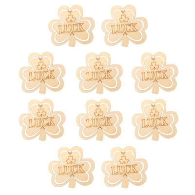 

10pcs 3 Leaves Shamrock Wood Pendant DIY Ireland StPatrick Day Party Decor