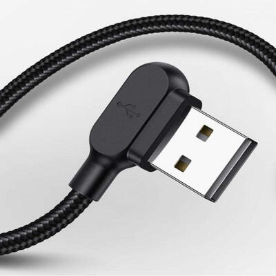 

Practical Double Elbow Micro USB Data Cable 90 Degree Nylon Weave ​Fast Charging Line For Android Mobile Phone-12m
