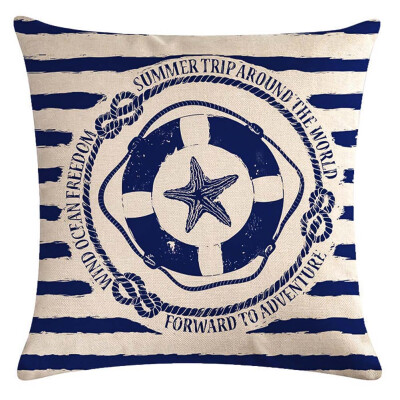 

Trend 1Pcs Fashion Pillow Cover Navy Blue Nautical Stripe Series Linen Pillow Case Cushion Cover