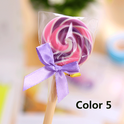 

1 Piece Kawaii Cute Lollipop Ballpoint Pens Office School Business 05mm Pen refill Black Handles Creative Candy Pens for kids
