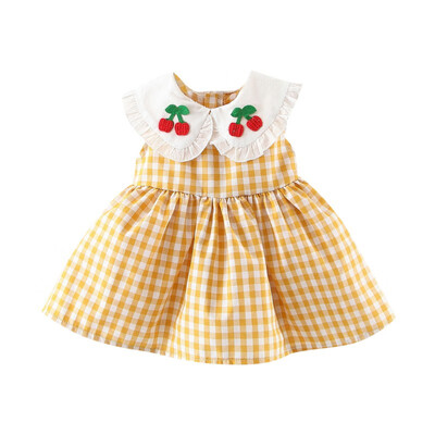 

Cuteborn Infant Baby Girls Dress Kids Sweet Plaid Print Sleeveless One pieces Dress Toddler Plaid Princess Clothes