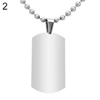 

Mens Womens Punk Fashion 316L Stainless Steel Polished Rectangular Dog Tag Necklace
