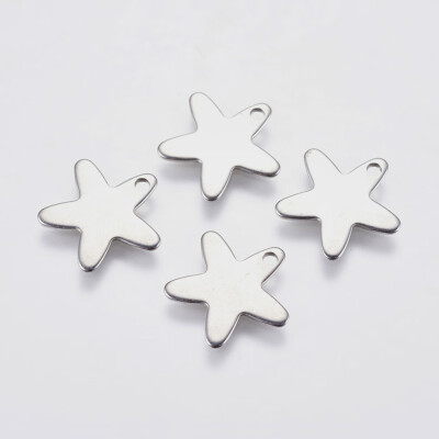 

304 Stainless Steel Charms Star Stainless Steel Color 13x135x08mm Hole 1mm