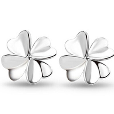 

2 Pairs Women Cute Lucky Clover Shape Earrings 925 Silver Ear Stud Fashion Jewelry