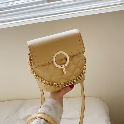 

Summer small fresh bag female 2019 new wave Korean version of the fashion rhombic wild chain shoulder slung bucket bag