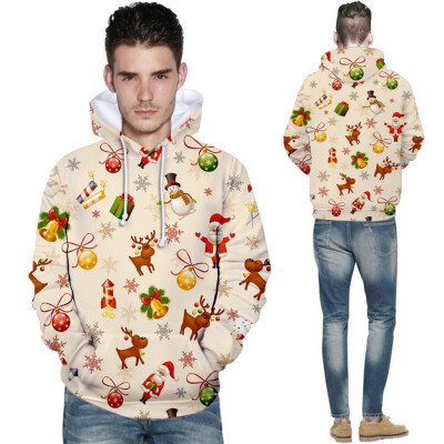 

Toponeto Christmas Women Men Print Long Sleeve Hoodie Sweatshirt Ugly Pullover Tops