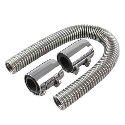 

24inch Universal Stainless Steel Radiator Flex Coolant Water Hose Kit with Caps Radiator Cover