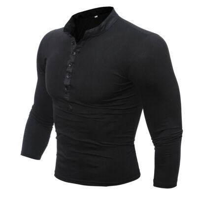 

Mens Casual Button Formal V Neck Shirts Slim Fit Cotton Shirt Long Sleeve Tops