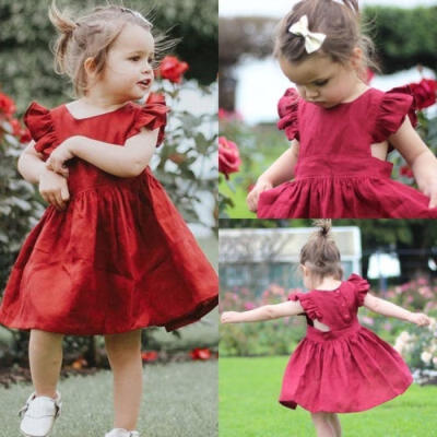 

Fashion Newborn Kid Baby Girls Princess Party Pageant Cotton Gown Formal Dress Sundress Clothes