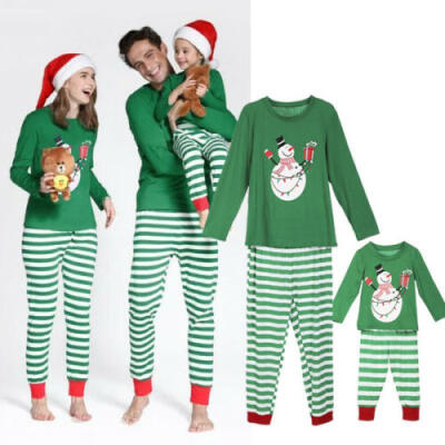 

Family Matching Christmas Pajamas Set Men Women Kids Snowman Sleepwear Nightwear