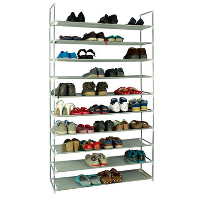 

Shoe Rack 50 Pairs Tower Organizer Cabinet Storage Black Gray