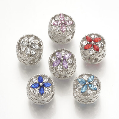 

Alloy Rhinestone European Beads Large Hole Beads Column Platinum Mixed Color 125x11512mm Hole 5mm