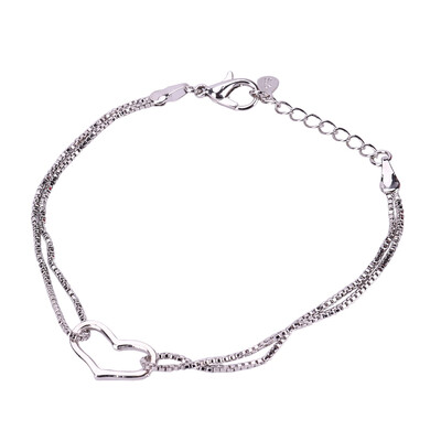 

1pc Fashion Jewelry Solid Sliver Plated Heart Braceletbangle Fine lady Gift