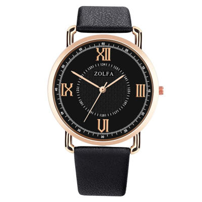 

ZOLFA Luxury Men PU Strap Watch Quartz Watches Roman Numerals Wristwatch