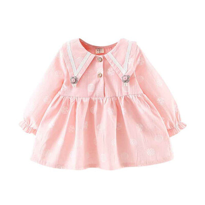 

Autumn Baby Girl Dress Casual Long Sleeve Polka Dot Printing Princess Dress Kids Shirt Party Dress Fashion Cute