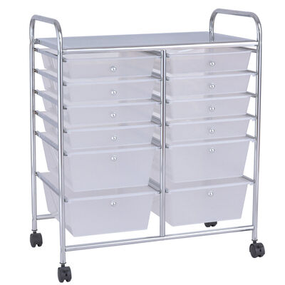 

12 Storage Drawer Organizer Bins Rolling Cart
