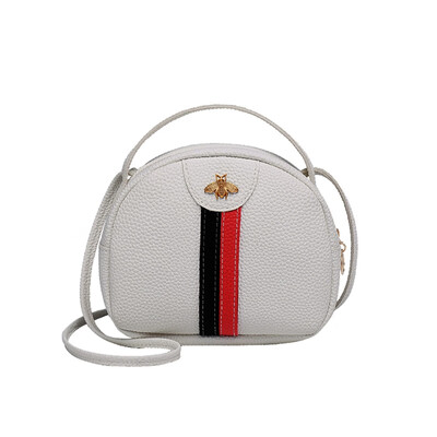 

Trend Lady Bee Metal Messenger Bag Color Striped Stitching Bag Portable Coin Purse New Product Shoulder Crossbody Bags