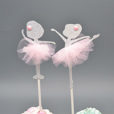 

FUNNYBUNNY Glitter Ballerina Dancing Girl Cupcake Toppers Wedding Bridal Shower Birthday Party Decoration Cake Topper