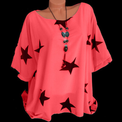 

Nomeni Women Ladies Star T-Shirt Short Sleeve Round Neck Casual Tops Blouse Tee