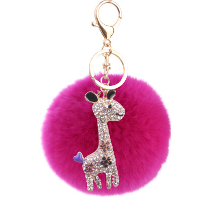 

8cm cents rex rabbit fur ball giraffe keychain plush accessories bag pendant