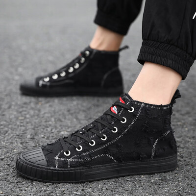 

Mens Shoes in Autumn Fashion High-Up Canvas Board Shoes Leisure Cloth Shoes Korean Summer Fashion Shoes