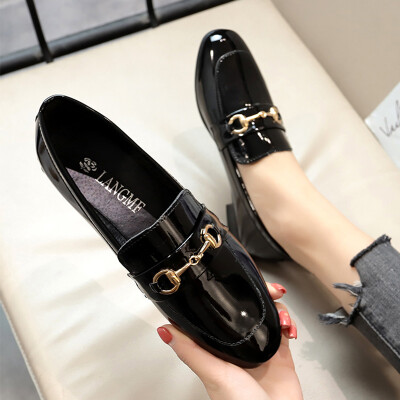 

Spring Korean version of shallow flat-soled female shoes students retro British style black leather shoes work single shoes