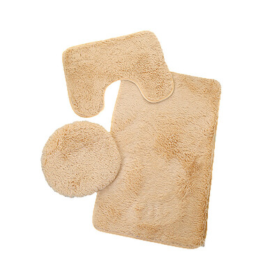 

Gobestart 3pc Bathroom Set Rug Contour Mat Toilet Lid Cover Plain Solid Color Bathmats