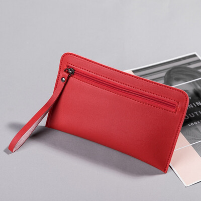 

Fashion Women Zippers Long Wallets Simple Style Ladies Coin Purse Leather Thin Wallets Female Long Chains Money Bags