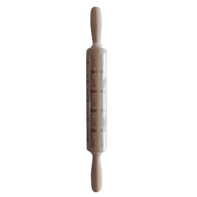 

Toponeto Christmas Wood Rolling Pin Engraved Carved Embossed Rolling Pin Kitchen Tool