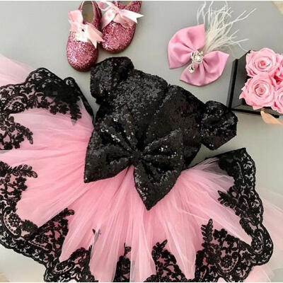 

Newborn Girl Dress Birthday Wedding Formal Pageant Party Tutu Cute Lace Back Big Bow Clothes Dresses Girls 6M-6T