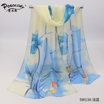 

2017 new foreign trade ink painting ladies chiffon printing silk scarf wholesale autumn&winter gifts small scarf SW138