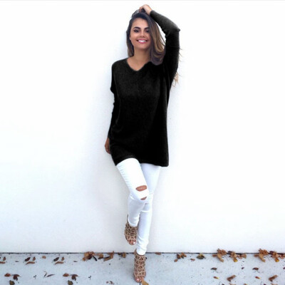 

Sweater Bottoming Shirt Female Casual Loose Warm Comfortable Round Neck Long Sleeve White Pink Gray Black Gray Blue Five
