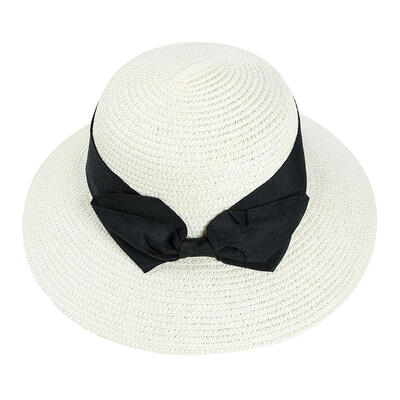 

Large Brim Bowknot Decor Straw Cap Women Beach Crochet Visor Hat Sun Cap