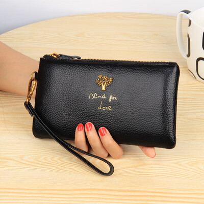 

Factory direct supply 2019 new ladies clutch bag rich tree long section first layer leather wallet leather thin wallet