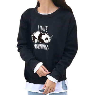 

Women Simple Autumn Warm Plus Velvet Sweatshirts Long Sleeve Cute Cartoon Print Casual Loose Round Collar Sweatshirts