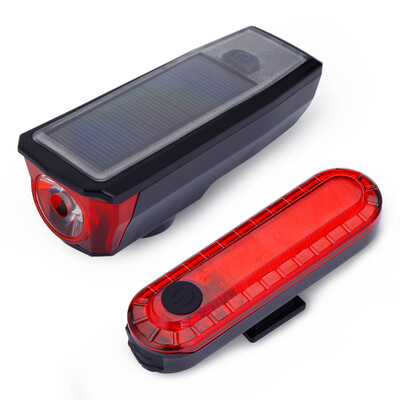 

USB Rechargeable Headlight with 140dB Horn Solar Energy Bicycle Front Light Tail Lamp