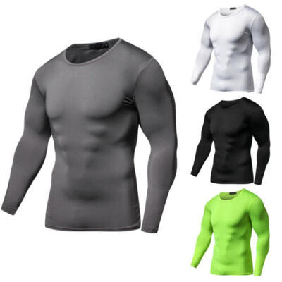 

Mens Compression Long Sleeve Shirt Under Skin Base Layer Sports Tops Gym T-shirt