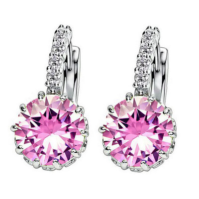 

Women Round Cubic Zirconia Inlaid Huggie Hoop Earings Piercing Jewelry Gift