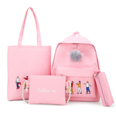 

Double shoulder bag female Korean version two shoulder back cute girl schoolbag junior high school student schoolbag four pieces s