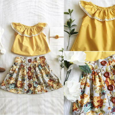 

US Sunsuit Newborn Baby Girl Sleeveless Top Dress Skirt Outfit Clothes 1-4Y Set