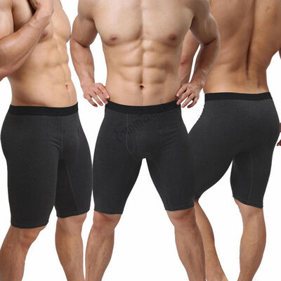 

Mens Soft Underwear Mid-Waist Convex Cotton Boxers Shorts Pouch Long Leg Pants