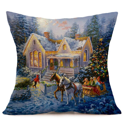 

〖Follure〗Merry Christmas Linen Pillow Cases Sofa Cushion Cover Home Decoration